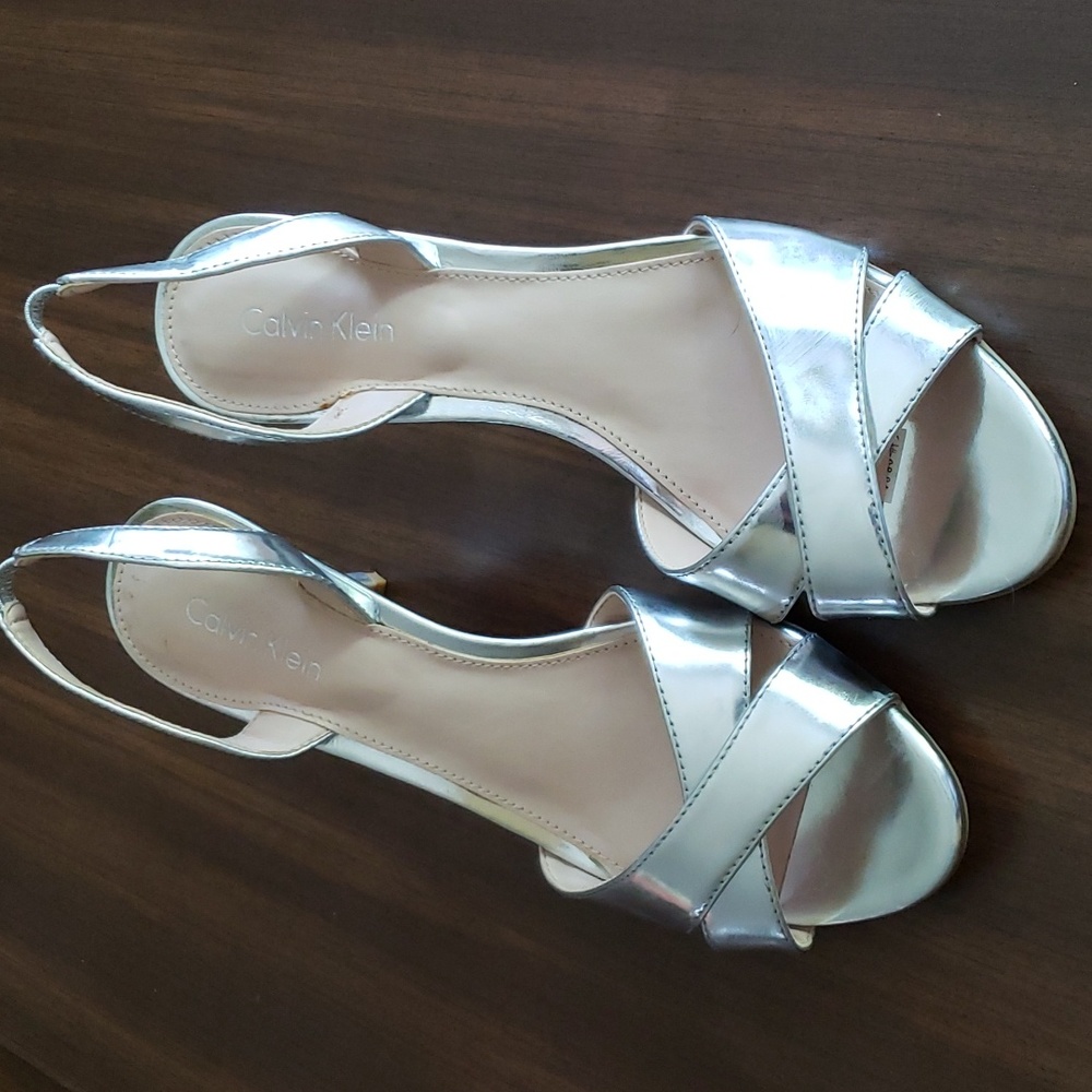 Calvin Klein Lucerne Silver Sandals NWOT